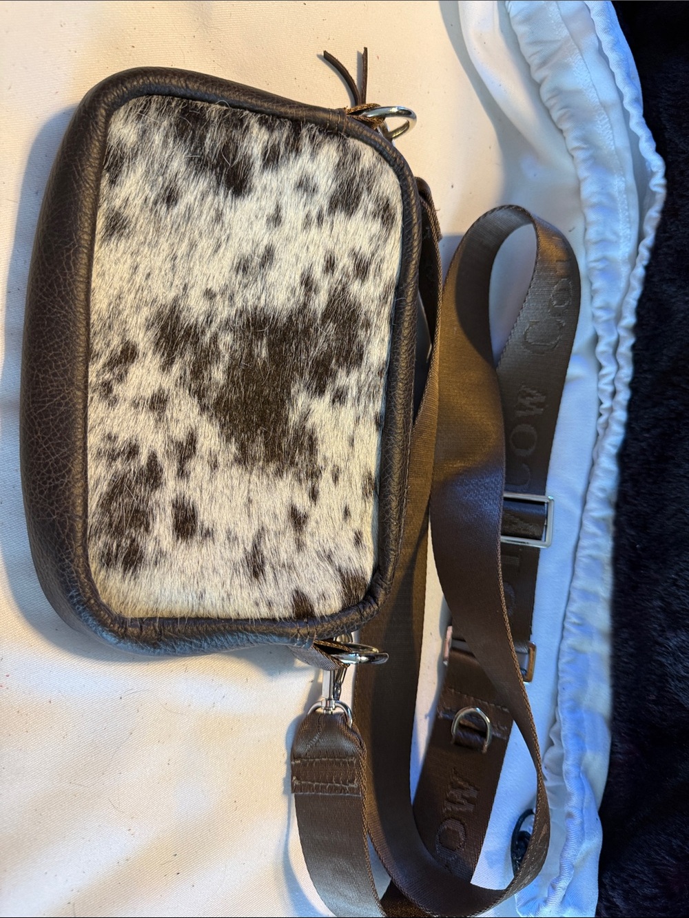 Bum bag Holy Cow Brown and White Speckled Cowhide Crossbody Bag